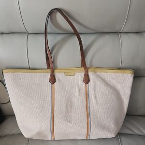 Chic Cream and Brown Tote Bag